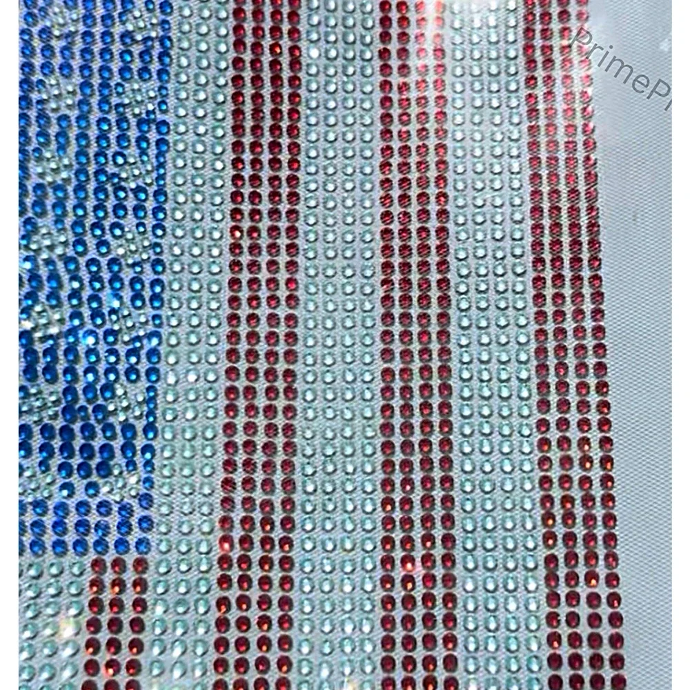 USA Flag Rhinestone Iron-On Patch 250th Birthday Bling Applique 11x7 DIY
